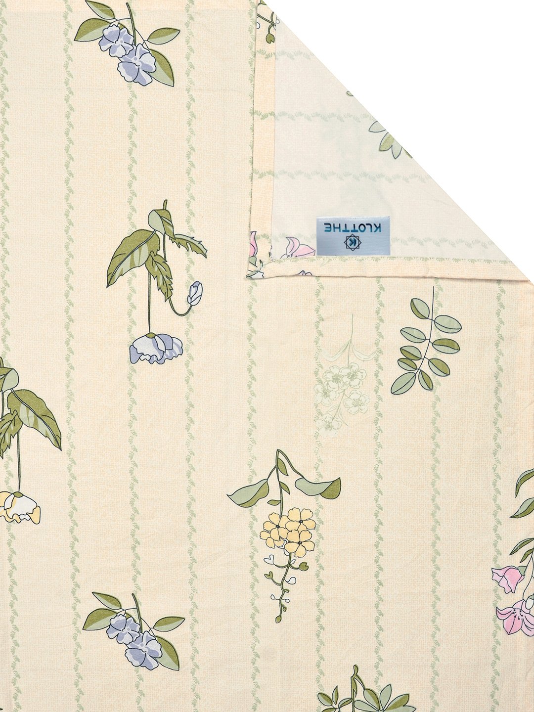 Cream Floral 300 TC Cotton Blend Single Bedsheet with Pillow Cover