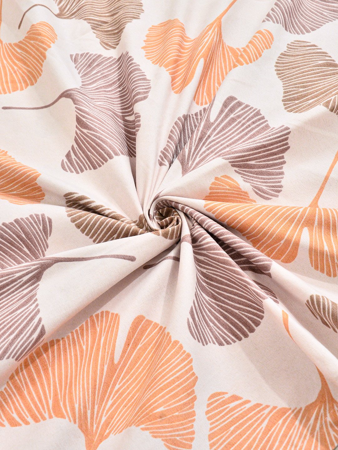 Beige Floral Cotton Blend Double Bedsheet with 2 Pillow Covers