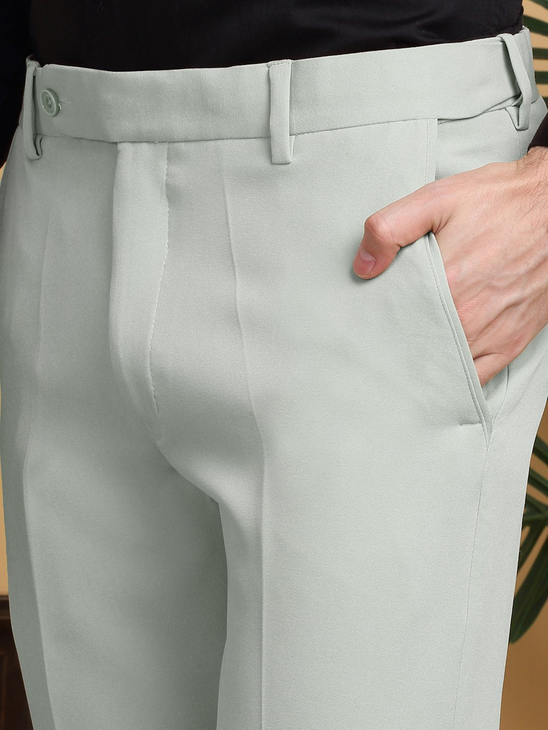 Pista Lycra Cotton Elastic Solid Slim Fit Formal Trouser