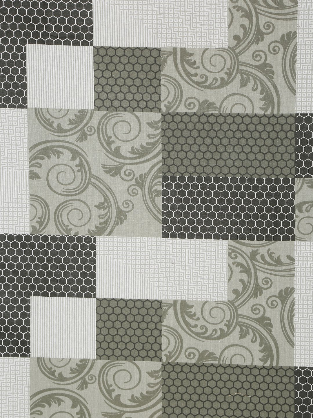 Olive Geometric 400 TC Pure Cotton Fitted Double Bedsheet with 2 Pillow Covers