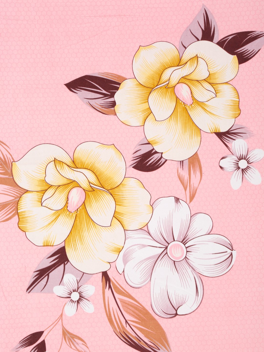 Pink Floral  300 TC Cotton Blend Double Bedsheet in Book Fold Packing