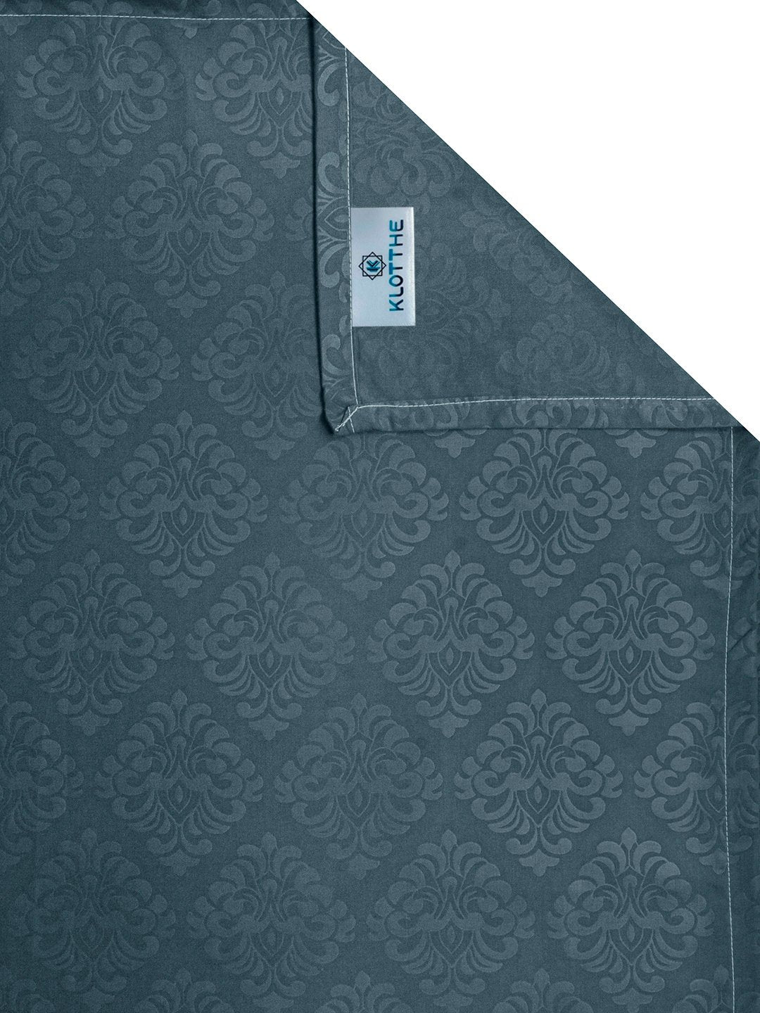 Blue Floral Embossed Cotton Blend Double Bedsheet with 2 Pillow Covers
