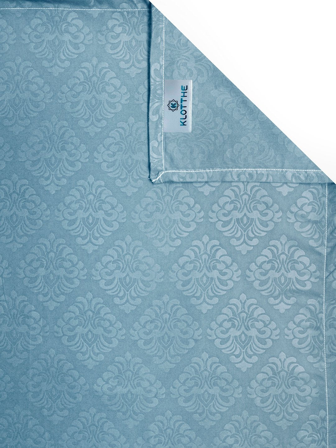 Turquoise Floral Embossed Cotton Blend Single Bedsheet with Pillow Cover