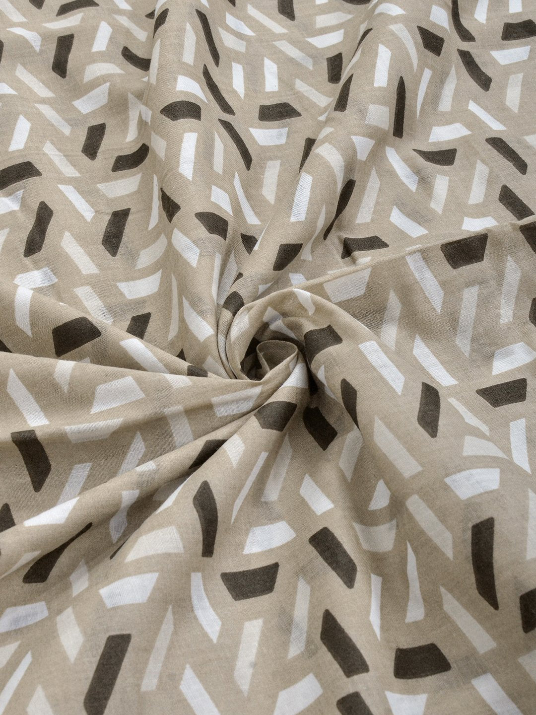 Beige Pure Cotton Geometric Double Bed Dohar