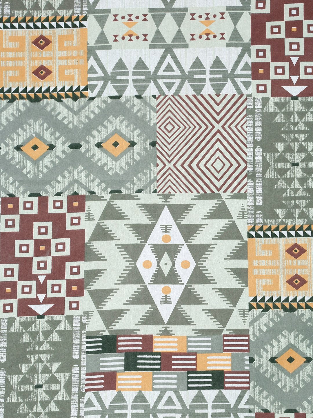 Multi Geometric 400 TC Pure Cotton Super King Fitted Double Bedsheet with 2 Pillow Covers