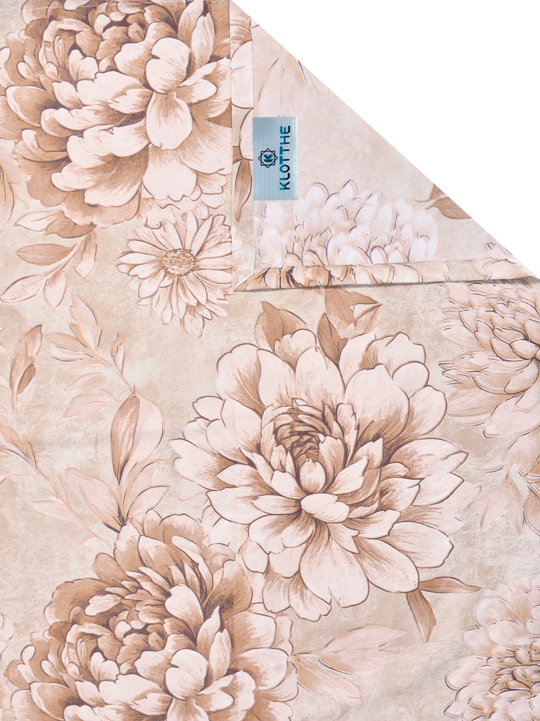 Beige Floral Cotton Blend Double Bedsheet with 2 Pillow Covers