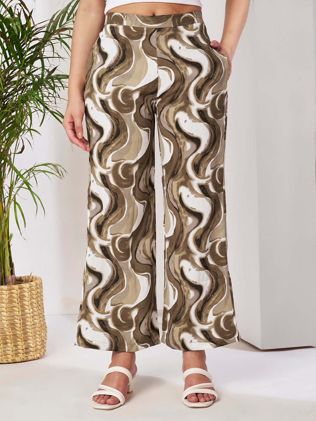 Brown Cotton Printed Shirt With Trousers Co-Ords Set