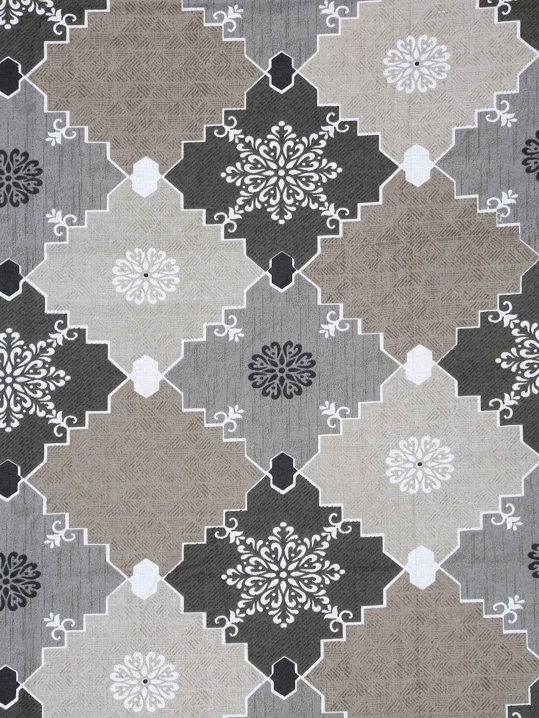 Grey Geometric 400 TC Pure Cotton Double Bedsheet with 2 Pillow Covers