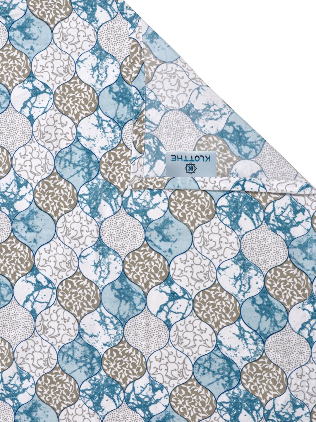 Blue Floral 300 TC Cotton Blend Single Bedsheet with Pillow Cover