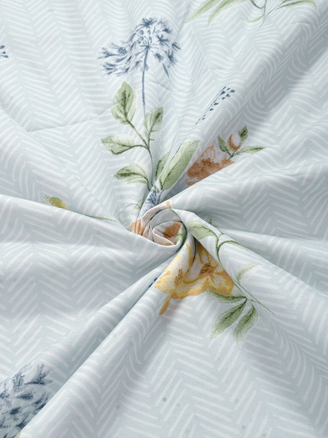 Grey Cotton Blend Floral Double Bed Dohar