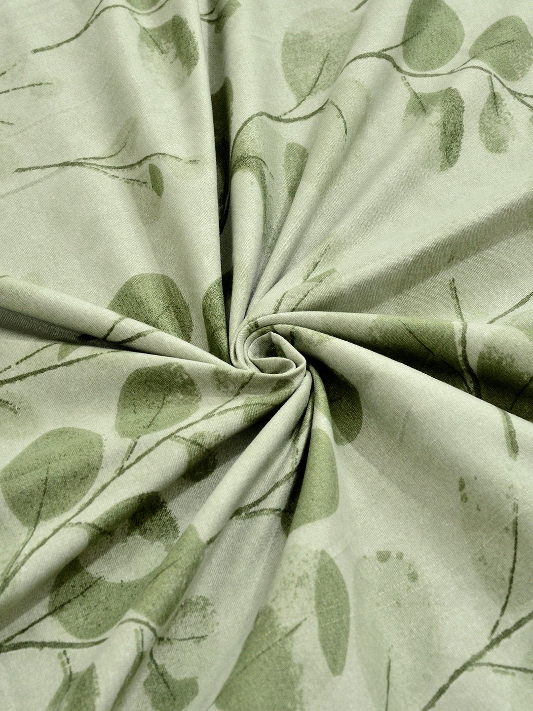 Green Floral Cotton Blend Fitted Double Bedsheet with 2 Pillow Covers