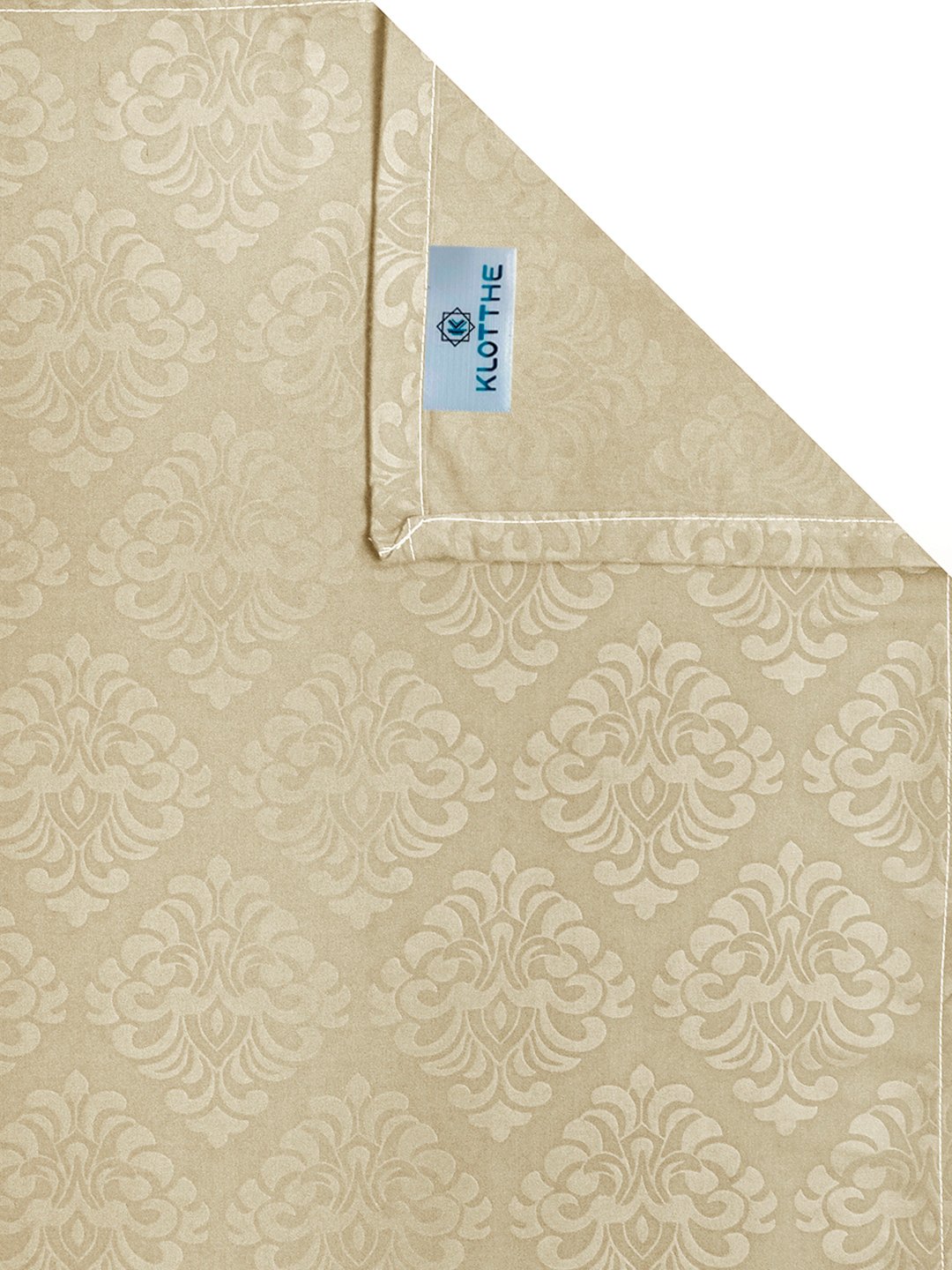 Beige Floral Embossed Cotton Blend Double Bedsheet with 2 Pillow Covers