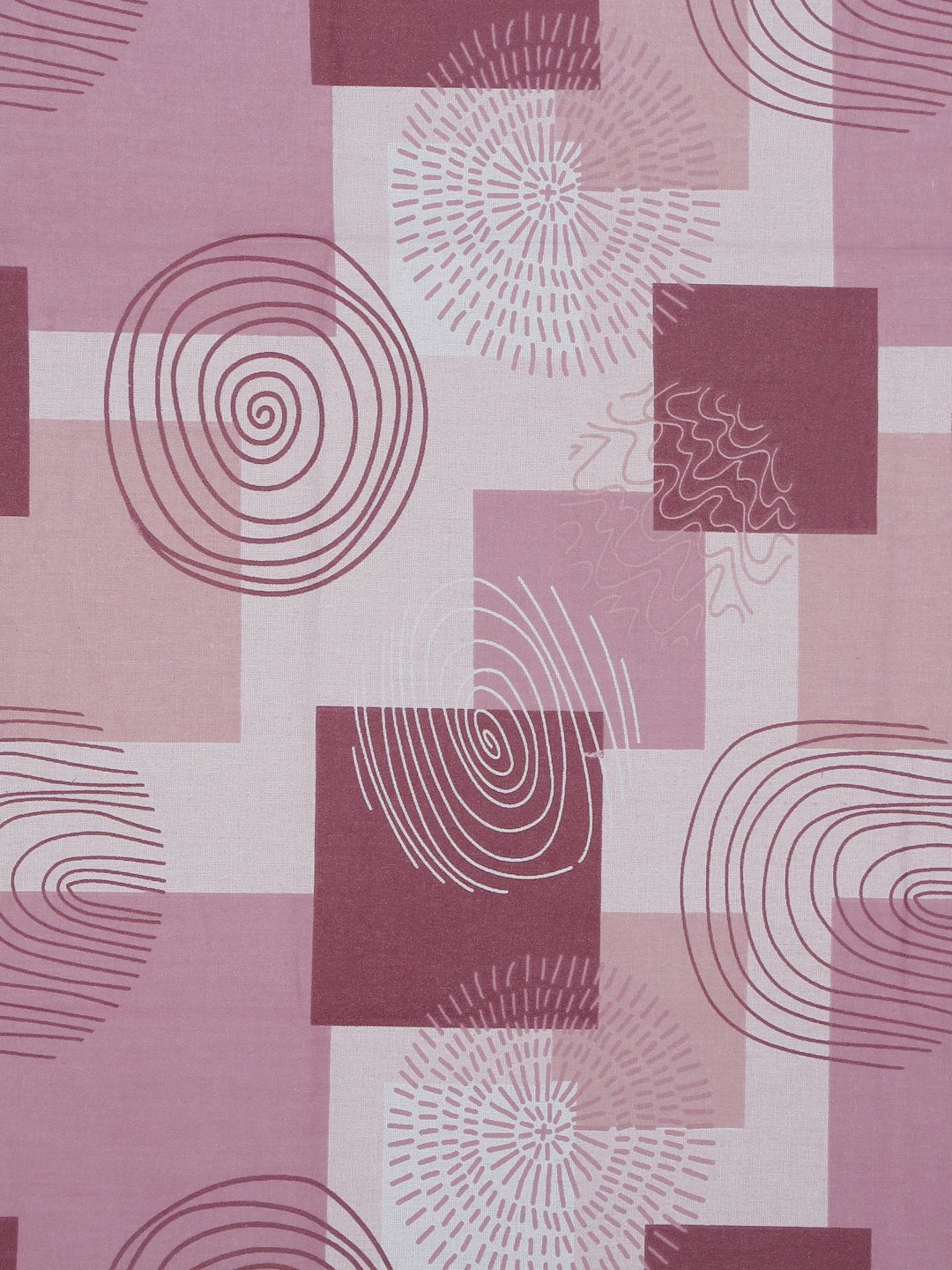 Pink Geometric 400 TC Pure Cotton Fitted Double Bedsheet with 2 Pillow Covers