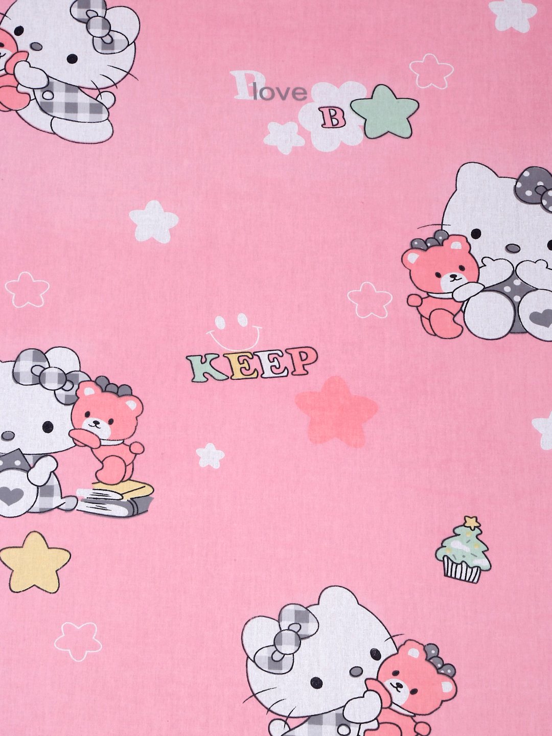 Pink Cartoon Characters 400 TC Pure Cotton Double Bedsheet with 2 Pillow Covers