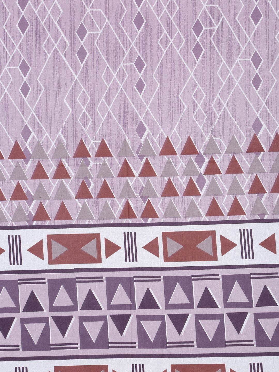 Purple Geometric 400 TC Pure Cotton Super King Fitted Double Bedsheet with 2 Pillow Covers
