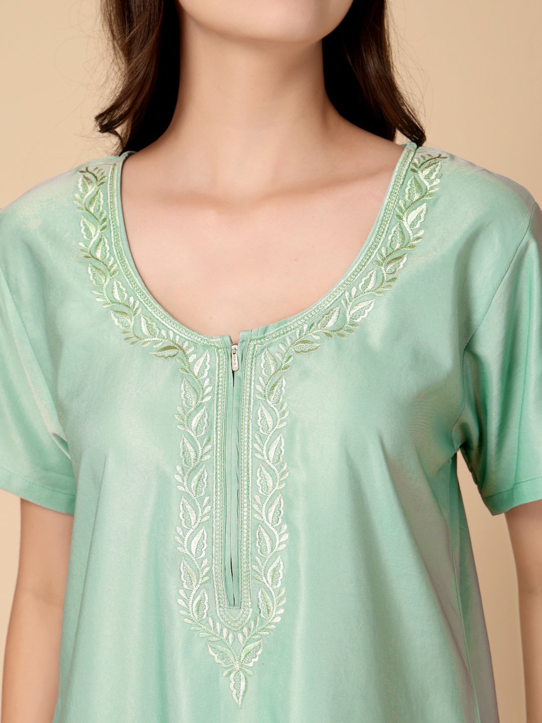 Green Solid Soft Feel Cotton Blend Maxi