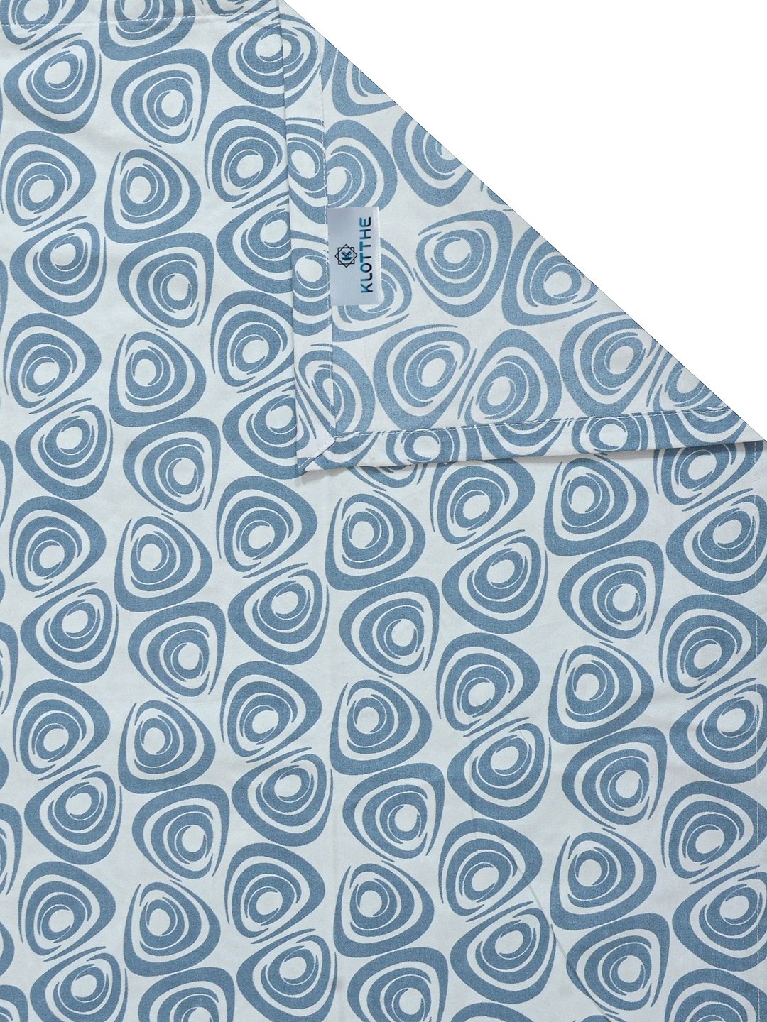 Blue Geometric 300 TC Cotton Blend Single Bedsheet with Pillow Cover