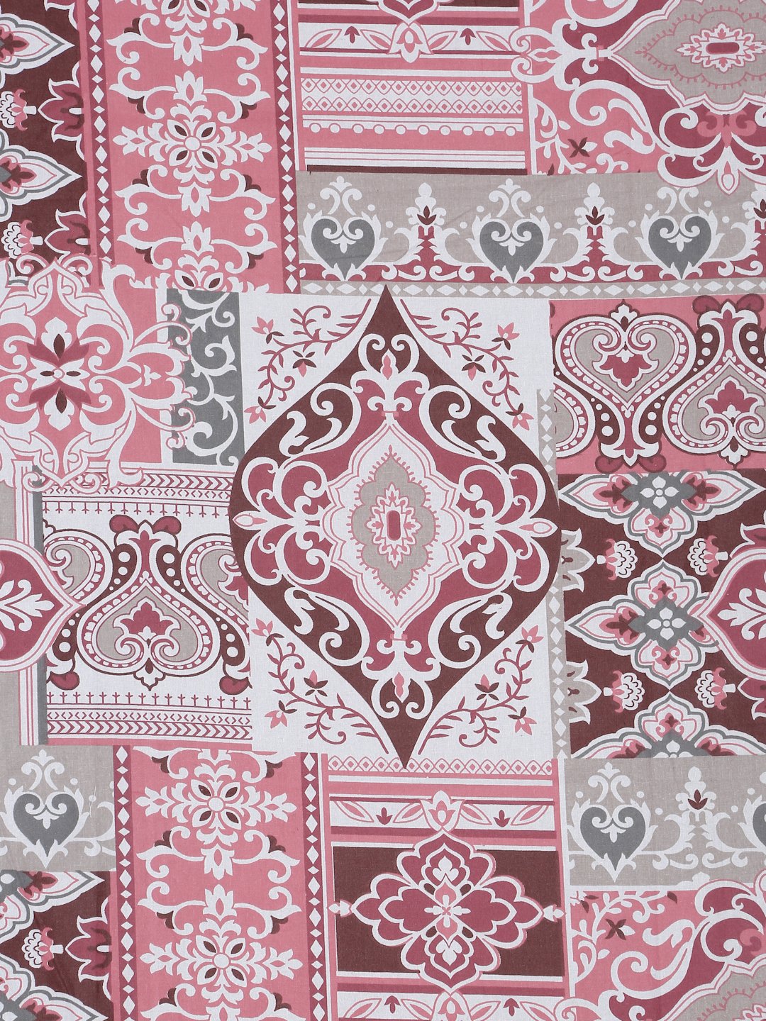 Red Ethnic Motifs 400 TC Pure Cotton Single Bedsheet with Pillow Cover