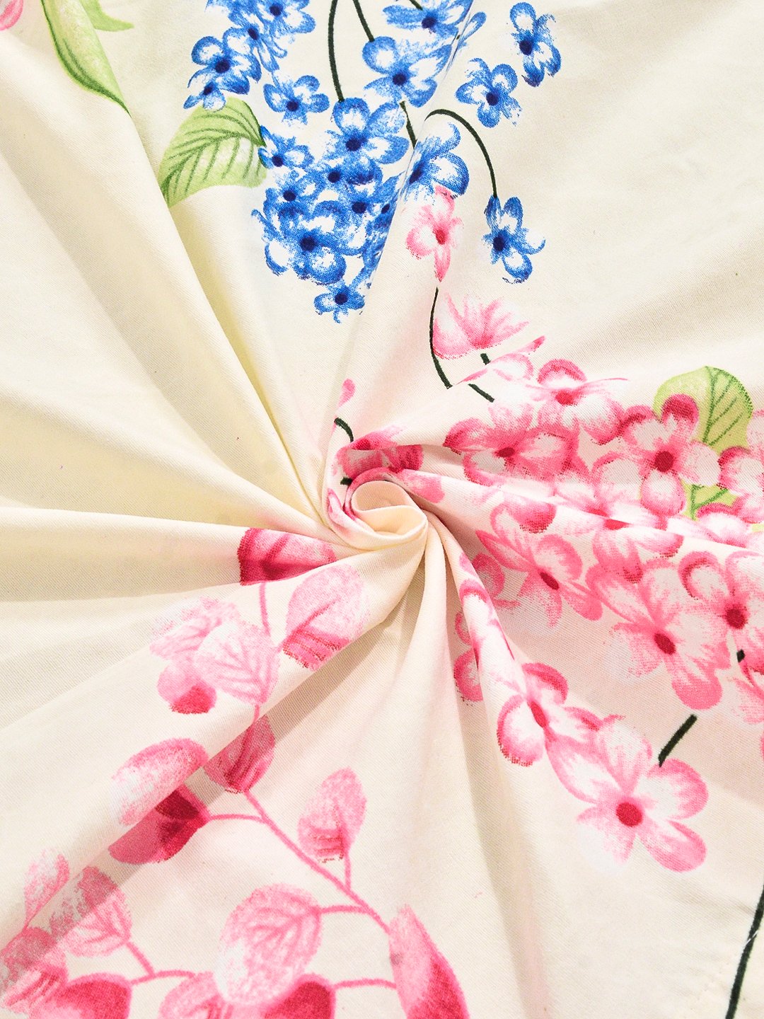 Cream Floral Cotton Blend Double Bedsheet with 2 Pillow Covers