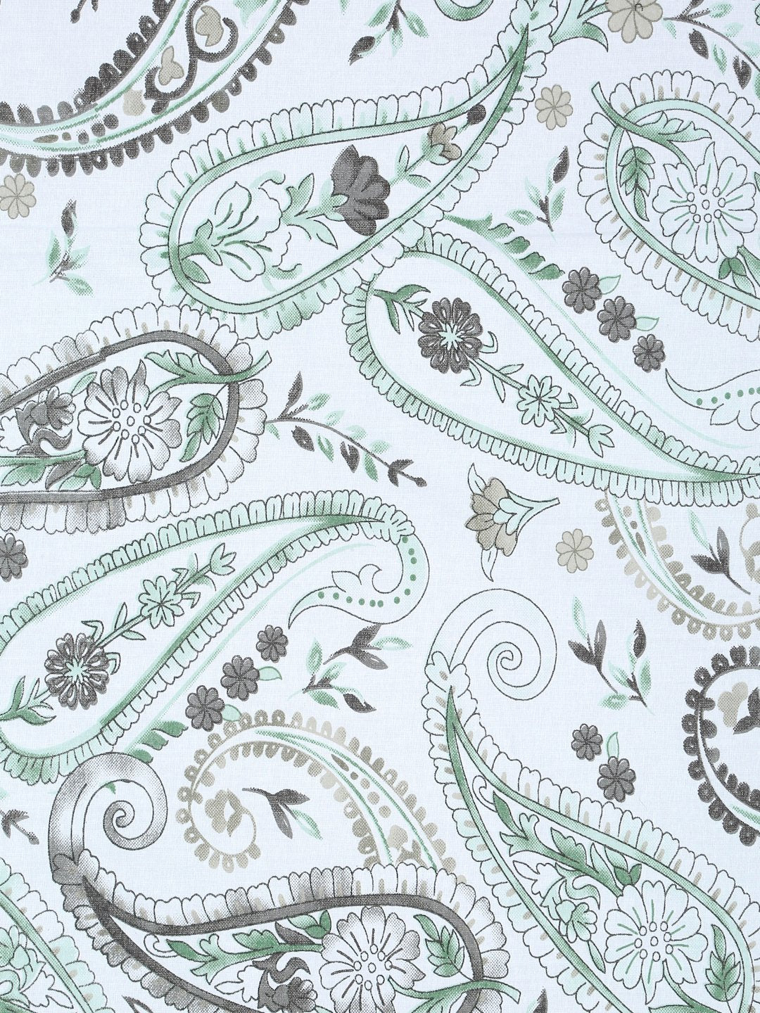 Green Floral 400 TC Pure Cotton Double Bedsheet in Book Fold Packing