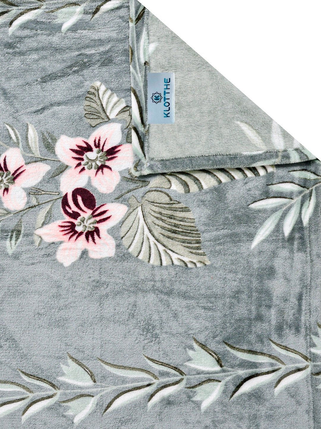 Green Floral Woolen Single Bedsheet with Pillow Cover