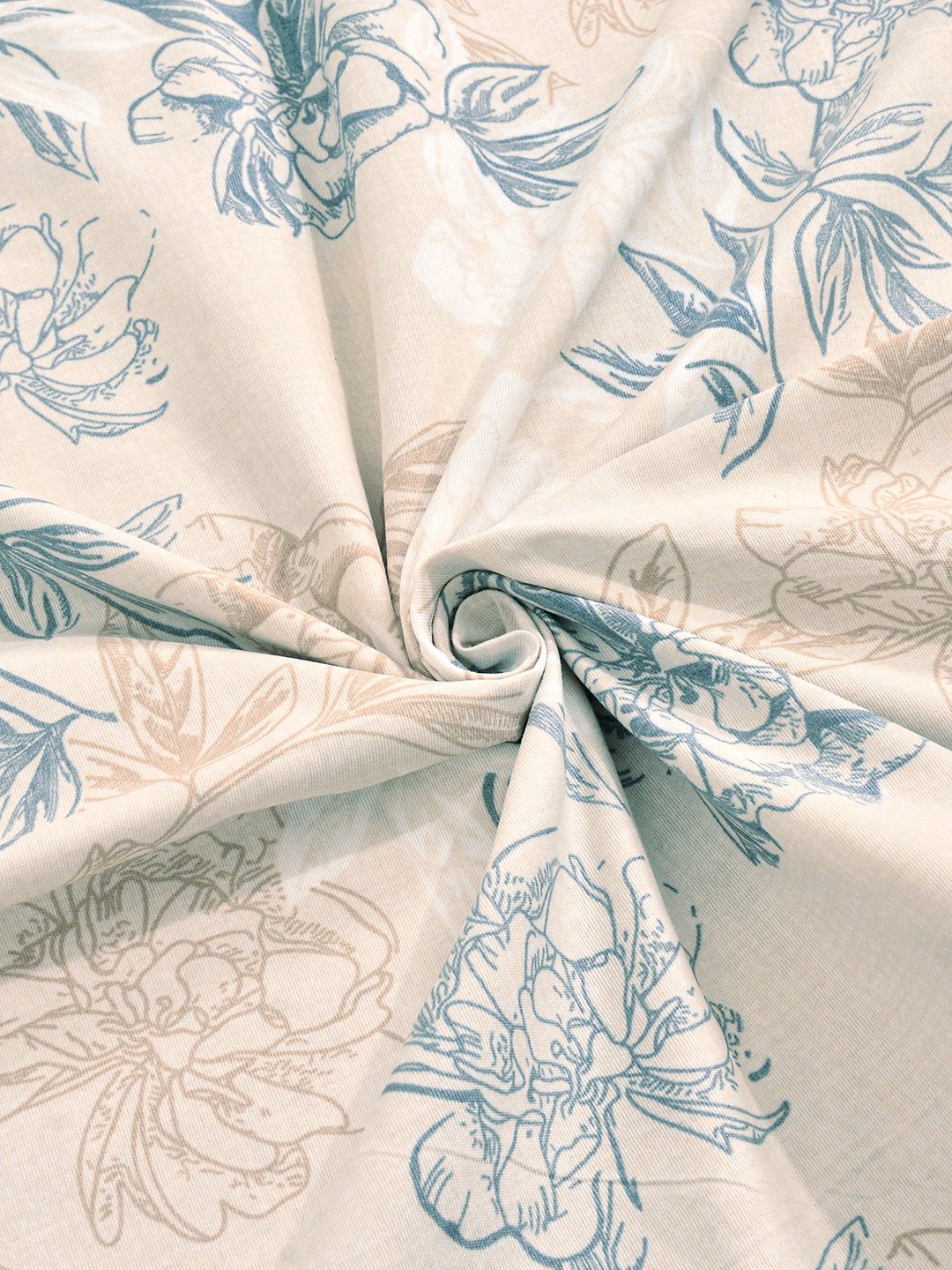 Cream Floral Cotton Blend Double Bedsheet with 2 Pillow Covers