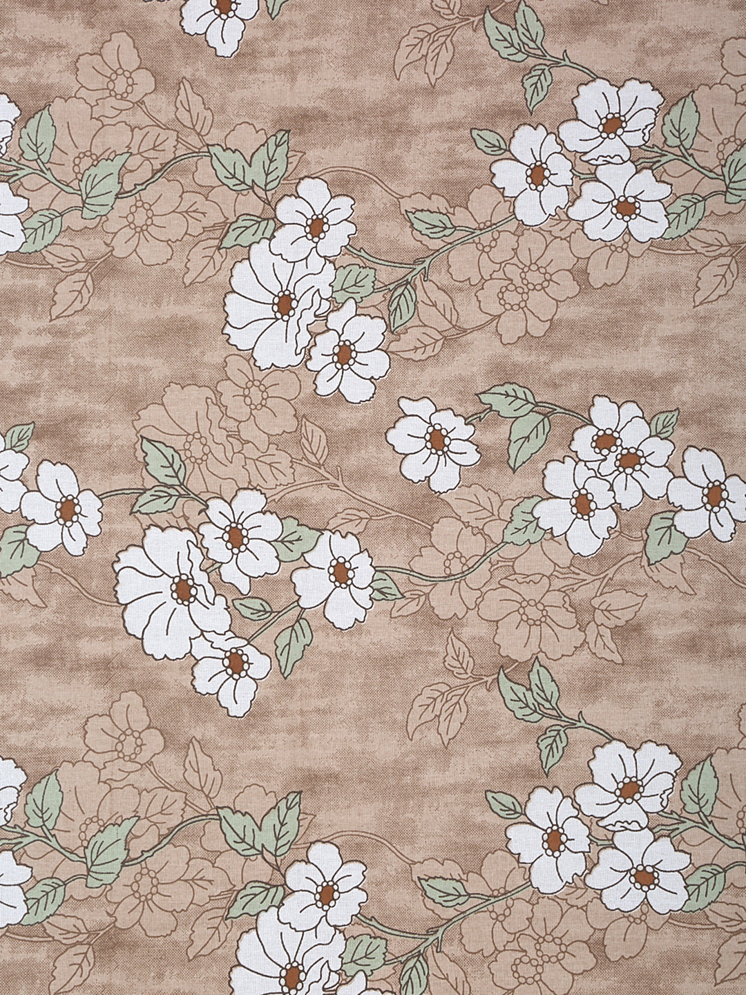 Klotthe Beige Floral 400 TC Pure Cotton Double Bedsheet with 2 Pillow Covers