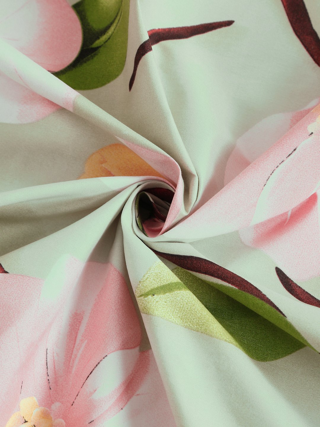 Green Floral 7D Cotton Blend Single Bedsheet with Pillow Cover