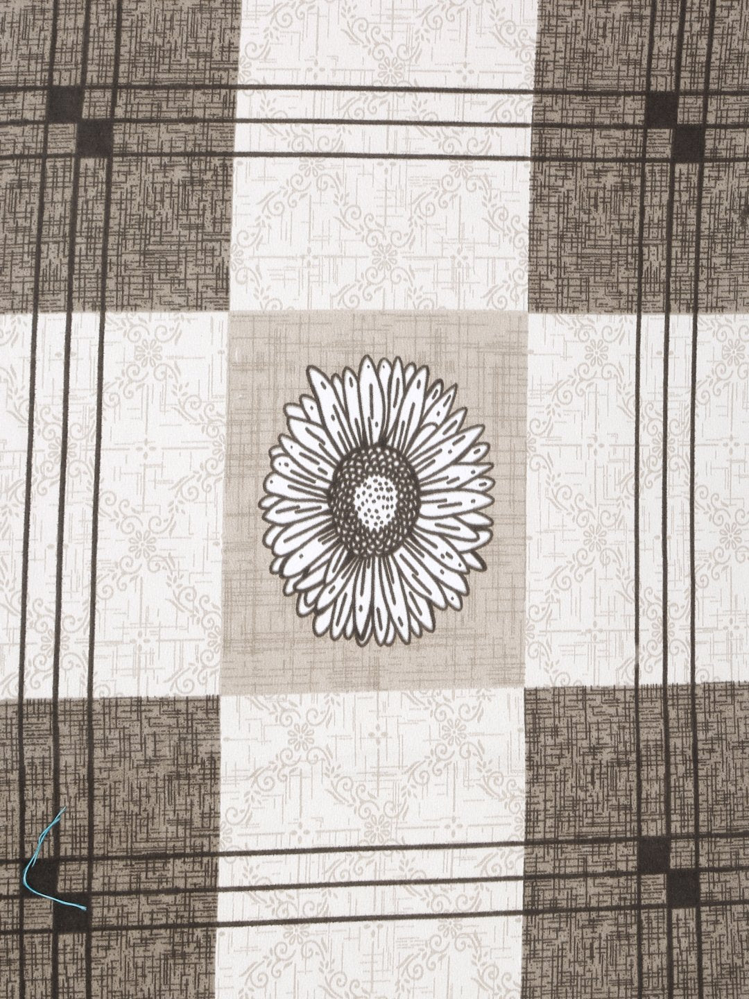 Brown Geometric 300 TC Cotton Blend Fitted Double Bedsheet with 2 Pillow Covers