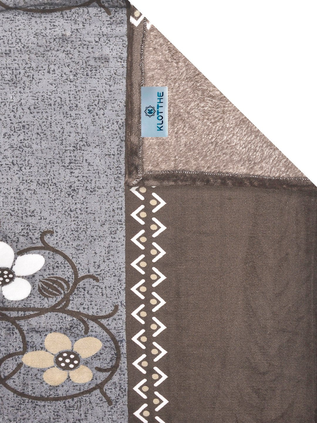 Brown Floral Woolen Single Bedsheet with Pillow Cover