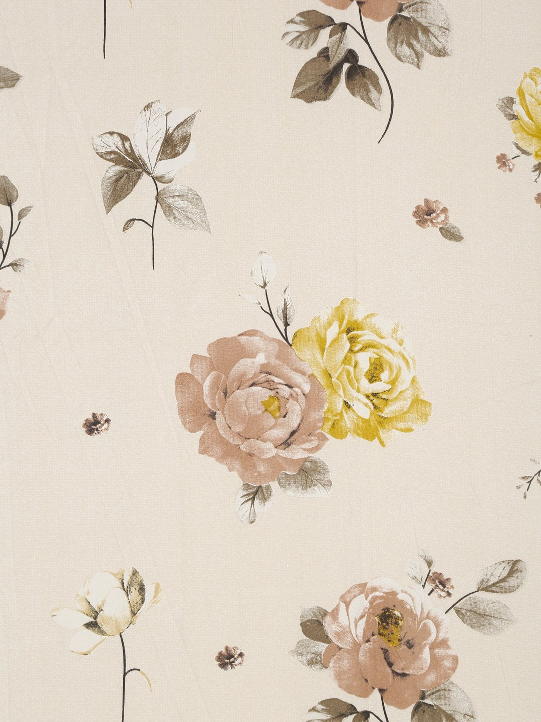 Cream Cotton Blend Floral Double Bed Dohar