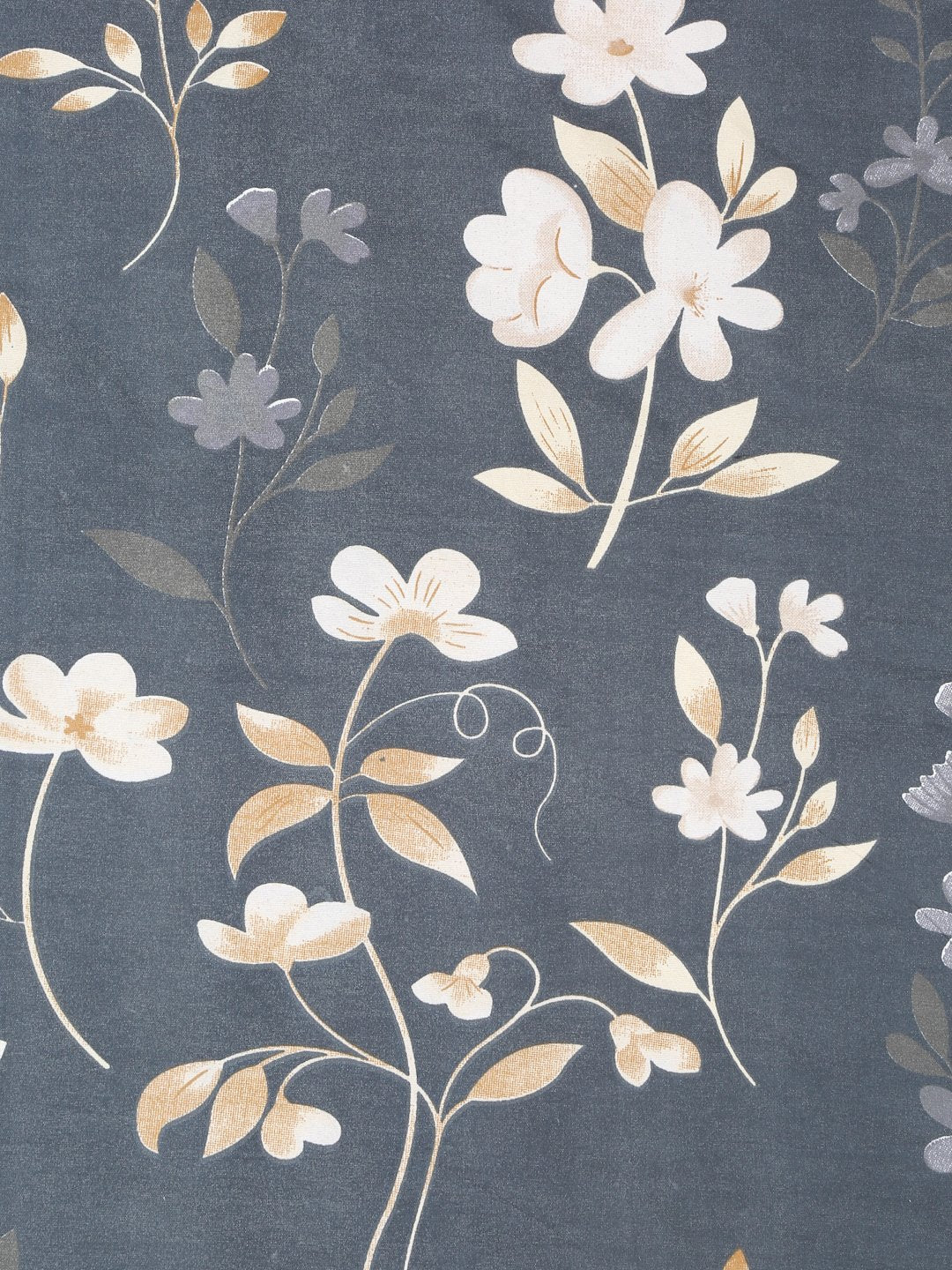 Grey Floral 300 TC Cotton Blend Double Bedsheet with 2 Pillow Covers