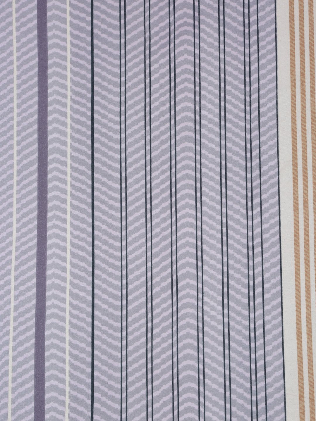 Purple Striped 300 TC Cotton Blend Fitted Double Bedsheet with 2 Pillow Covers