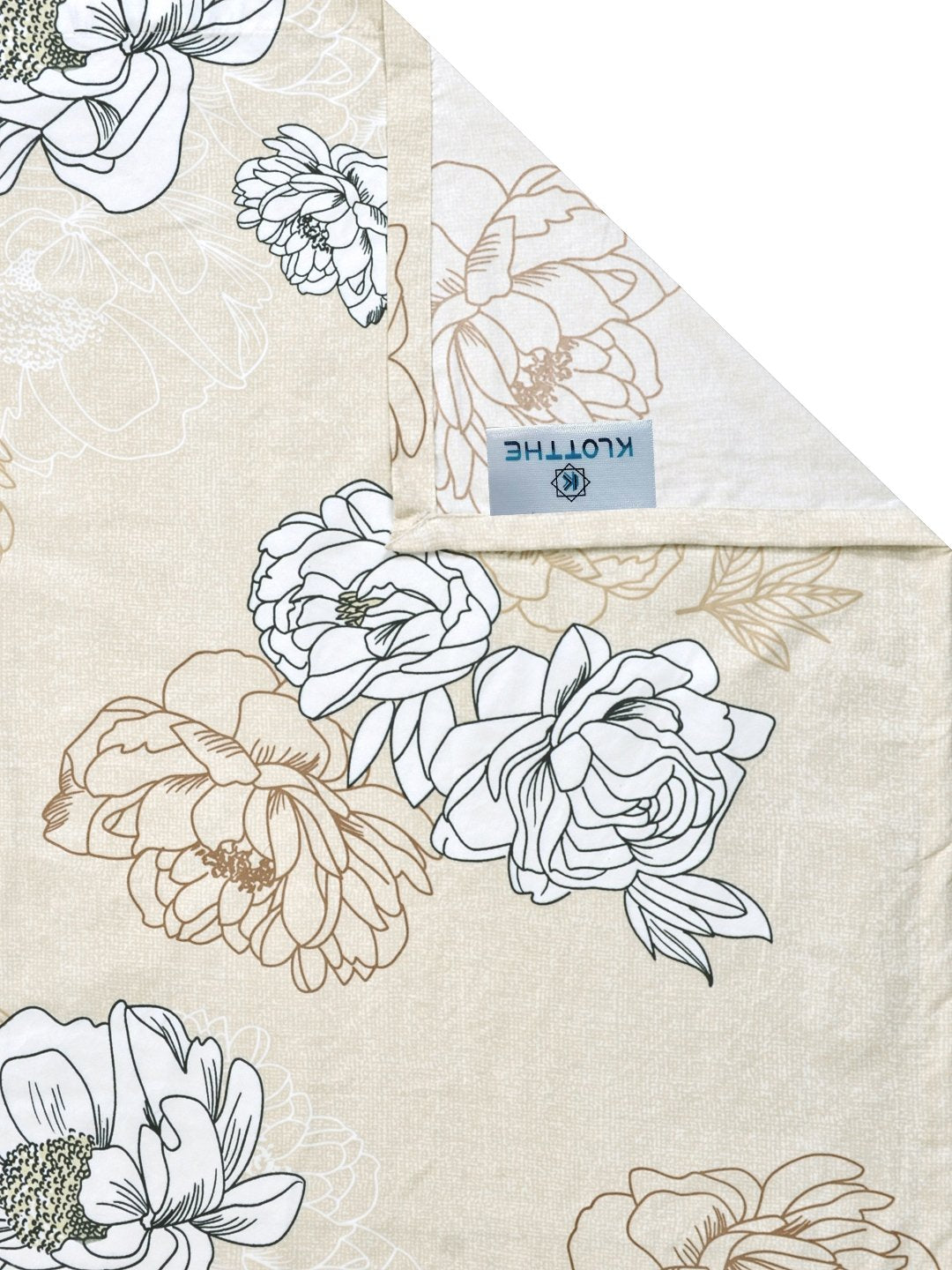 Cream Floral 300 TC Cotton Blend Single Bedsheet with Pillow Cover