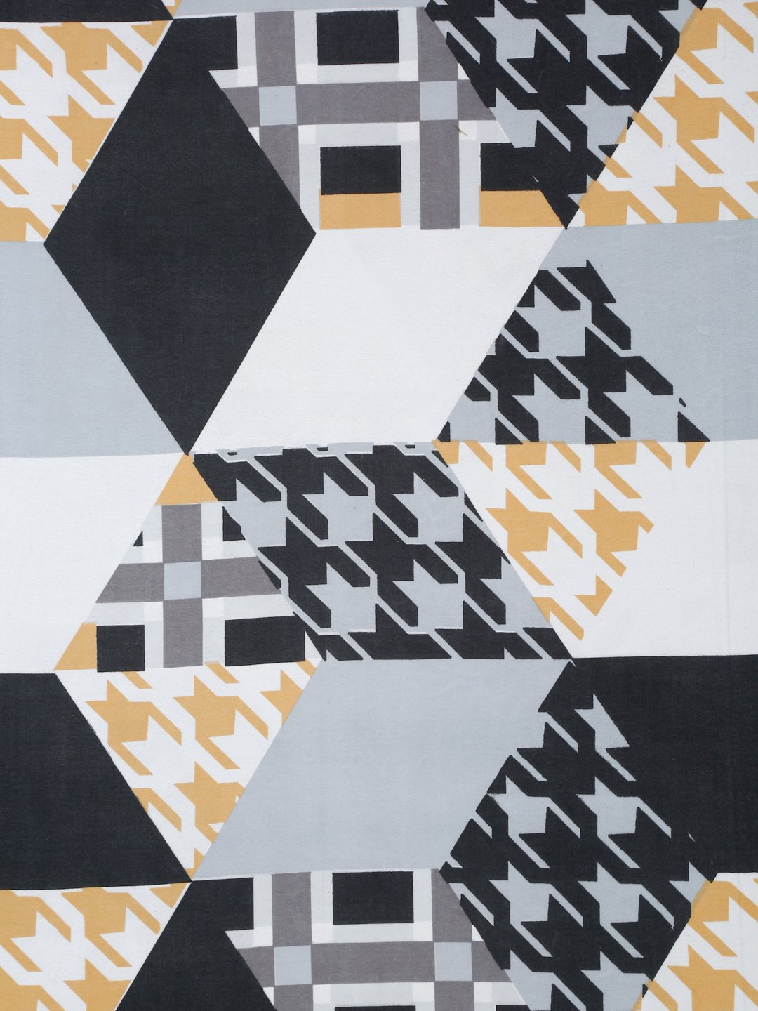 Book Fold Multi Geometric 300 TC Cotton Blend Fitted Double Bedsheet with 2 Pillow Covers