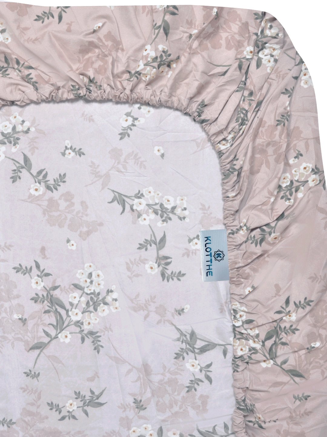 Brown Floral 300 TC Cotton Blend Fitted Single Bedsheet with Pillow Cover