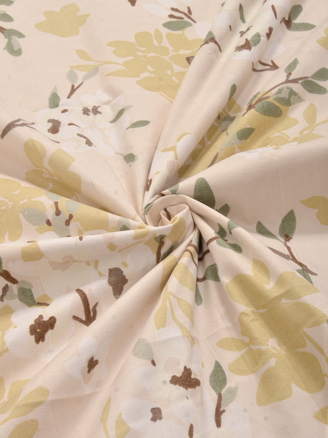 Yellow Cotton Blend Floral Double Bed Dohar