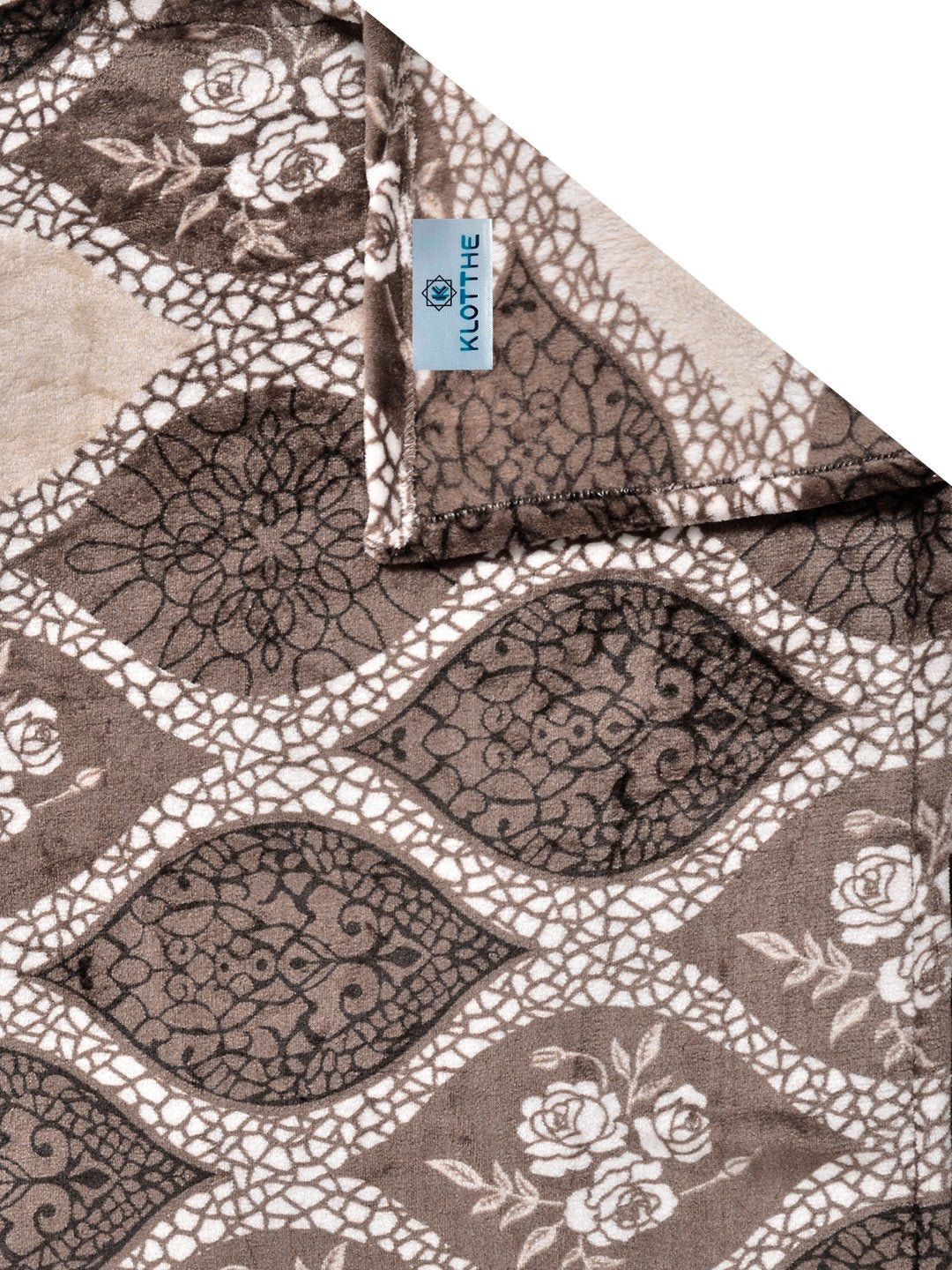 Brown Geometric Woolen Single Bedsheet with Pillow Cover