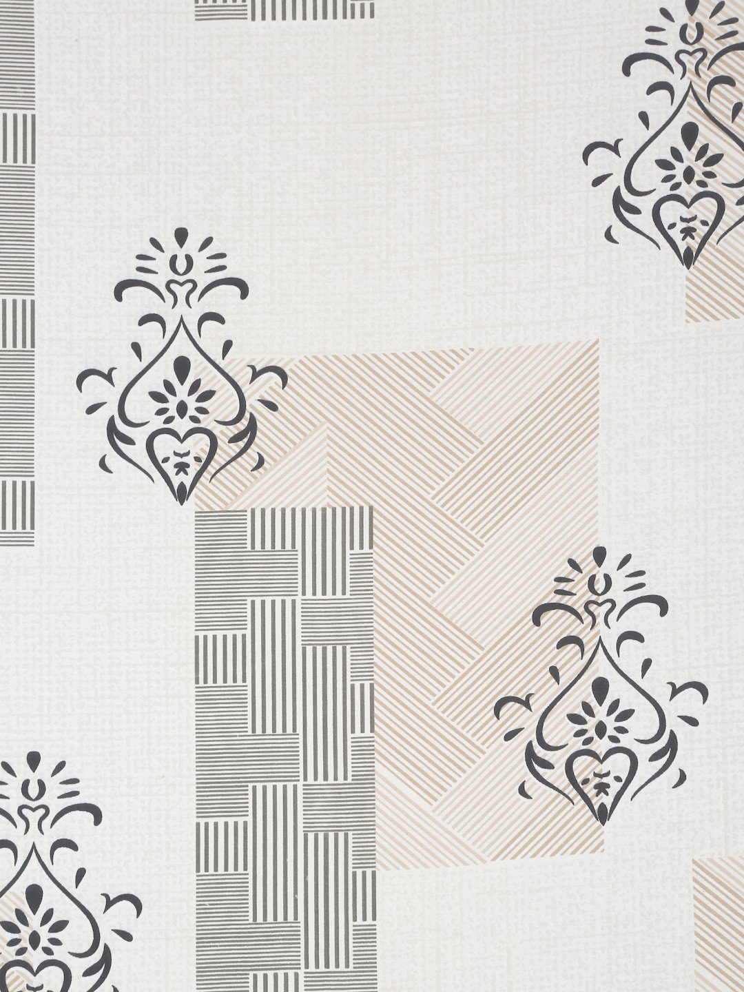 Cream Ethnic Motifs  300 TC Cotton Blend Fitted Double Bedsheet with 2 Pillow Covers