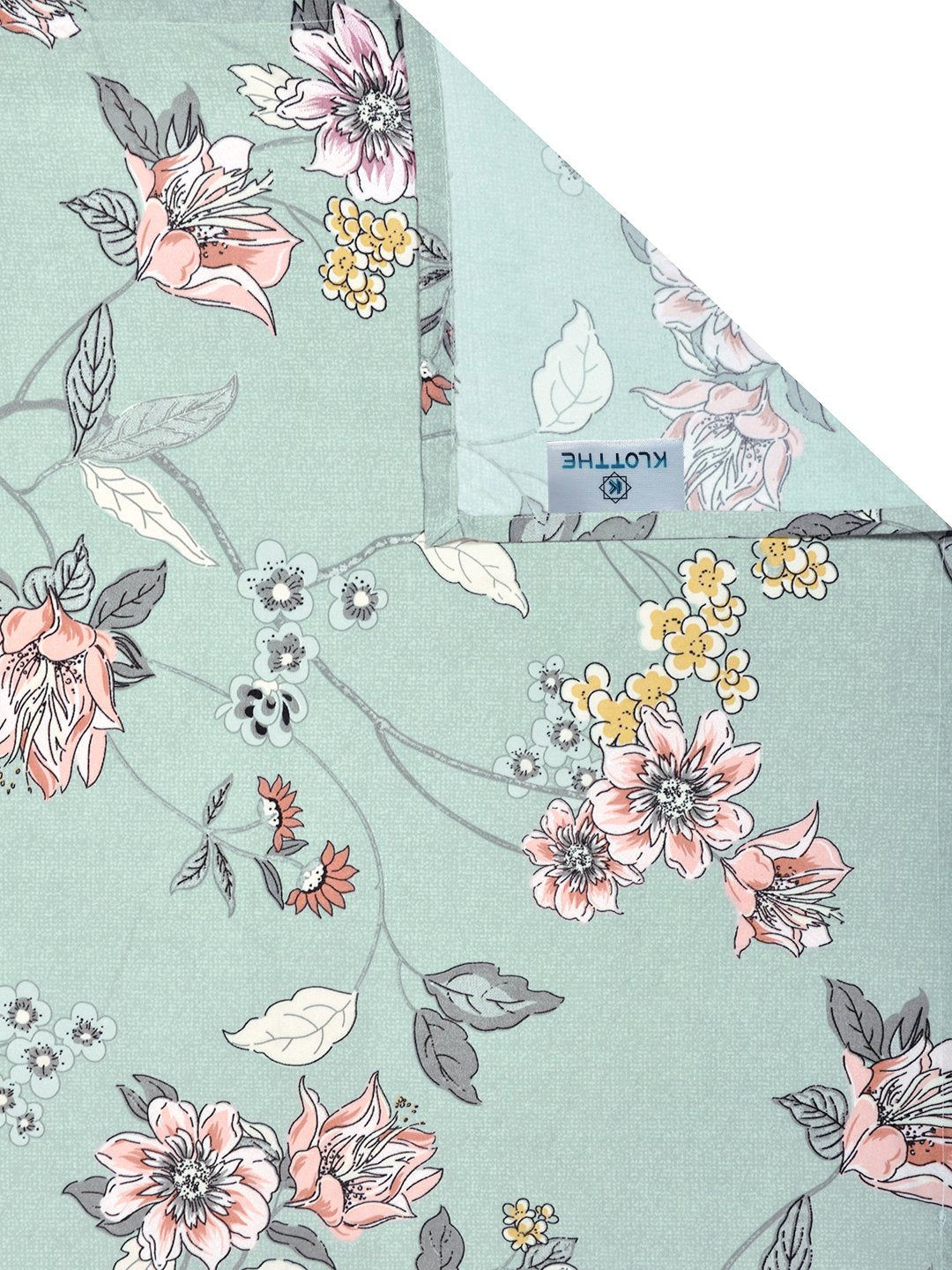 Green Floral 300 TC Cotton Blend Single Bedsheet with Pillow Cover