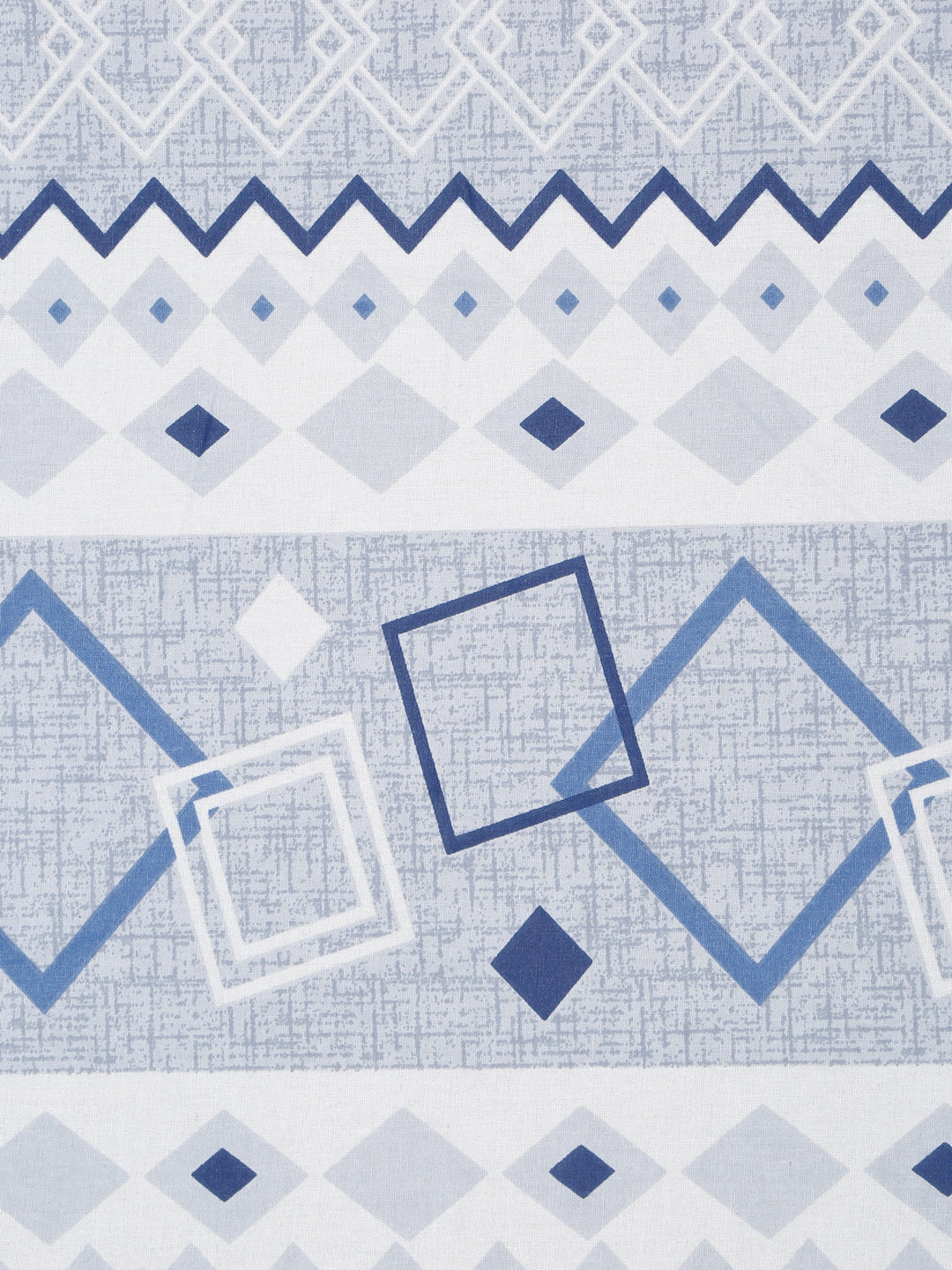 Klotthe Blue Geometric 400 TC Pure Cotton Fitted Single Bedsheet with Pillow Cover