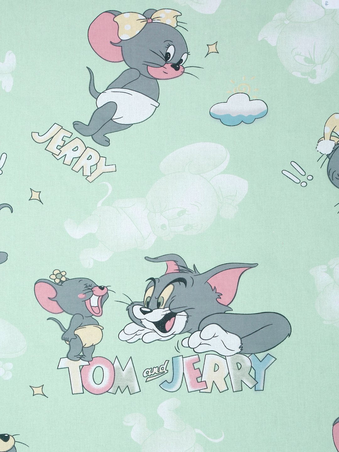 Green Cartoon Characters 400 TC Pure Cotton Double Bedsheet with 2 Pillow Covers