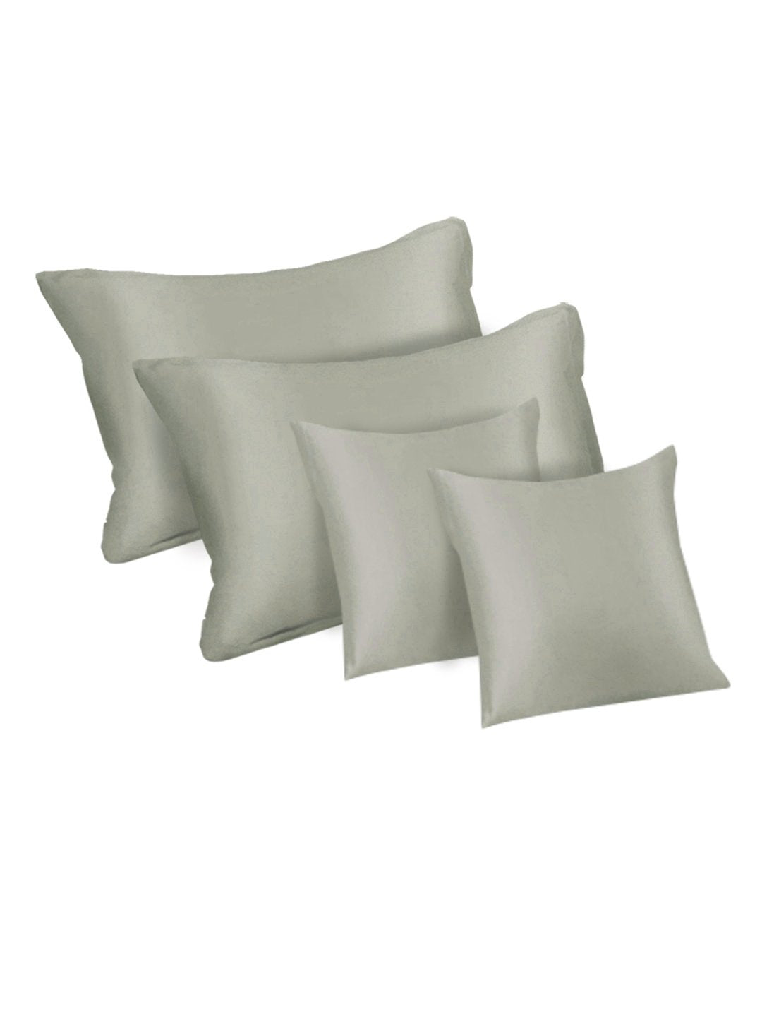 Cream Solid 400 TC Satin Fitted Super King Double Bedsheet with 2 Pillow Covers & 2 Cushion Covers