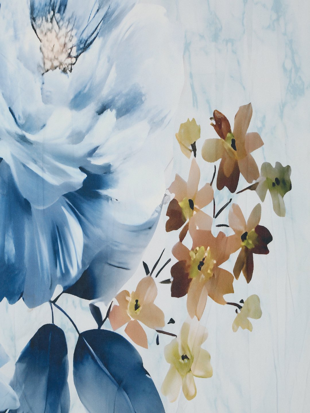 Blue Digital Floral Printed Cotton Blend Single Bedsheet with Pillow Cover