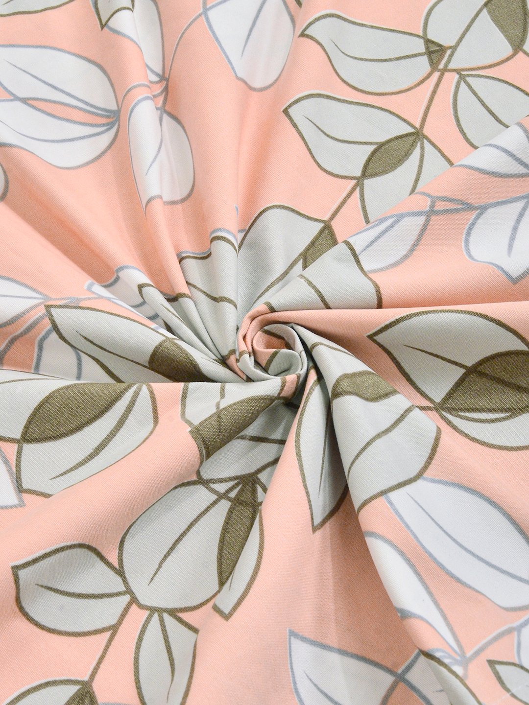 Orange Floral Cotton Blend Fitted Single Bedsheet with Pillow Cover