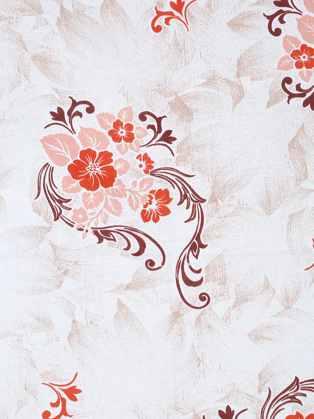 Orange Floral 400 TC Pure Cotton Fitted Double Bedsheet with 2 Pillow Covers