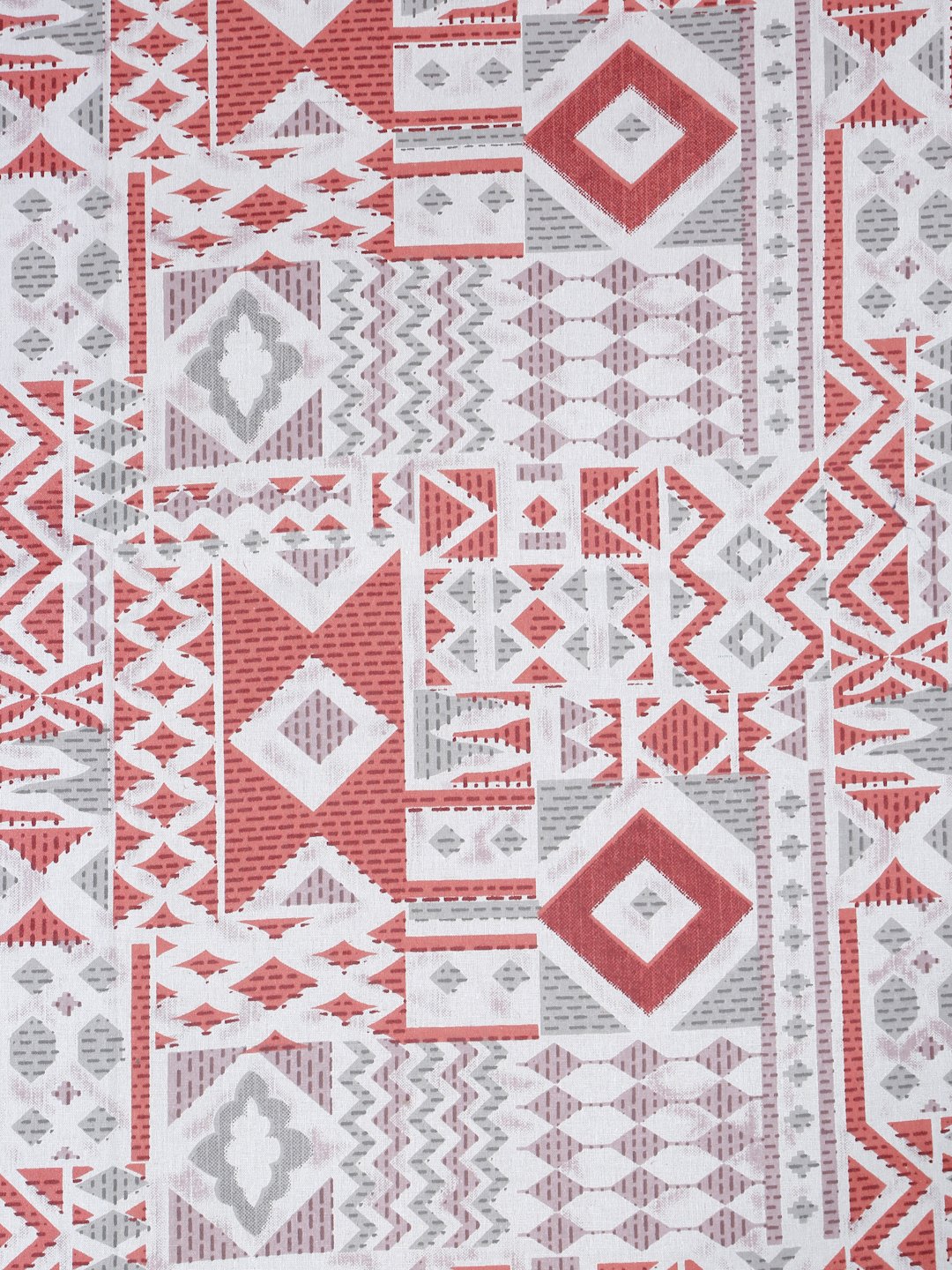 Red Geometric 400 TC Pure Cotton Super King Double Bedsheet with 2 Pillow Covers