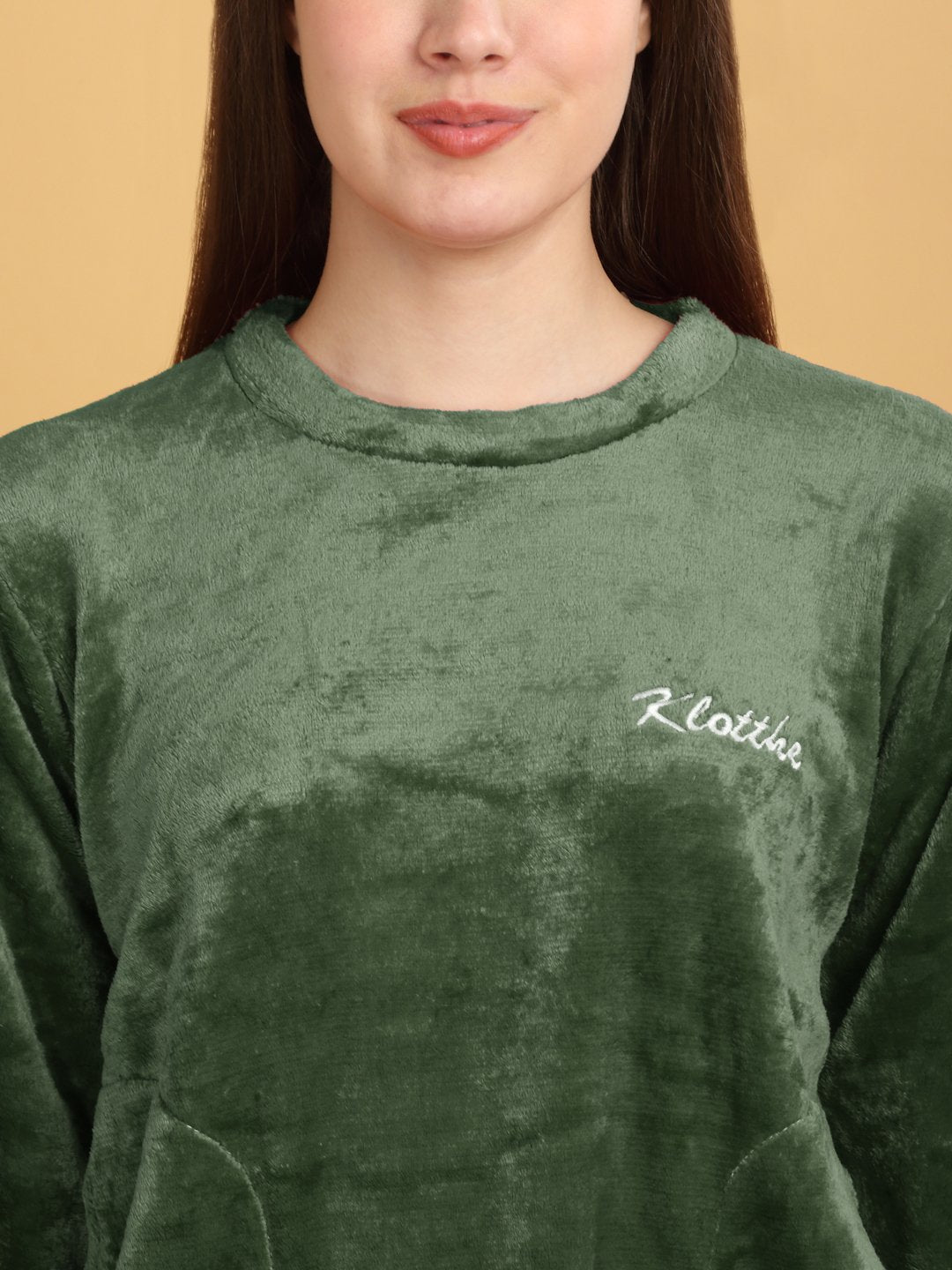 Klotthe Women Green Solid Woolen Night Suit