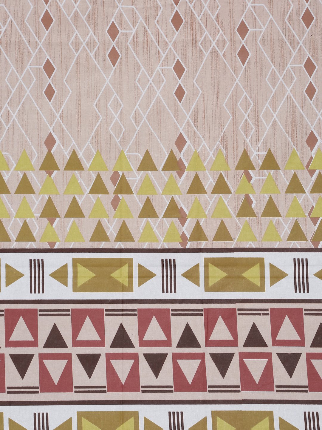 Beige Ethnic Motifs 400 TC Pure Cotton Super King Fitted Double Bedsheet with 2 Pillow Covers