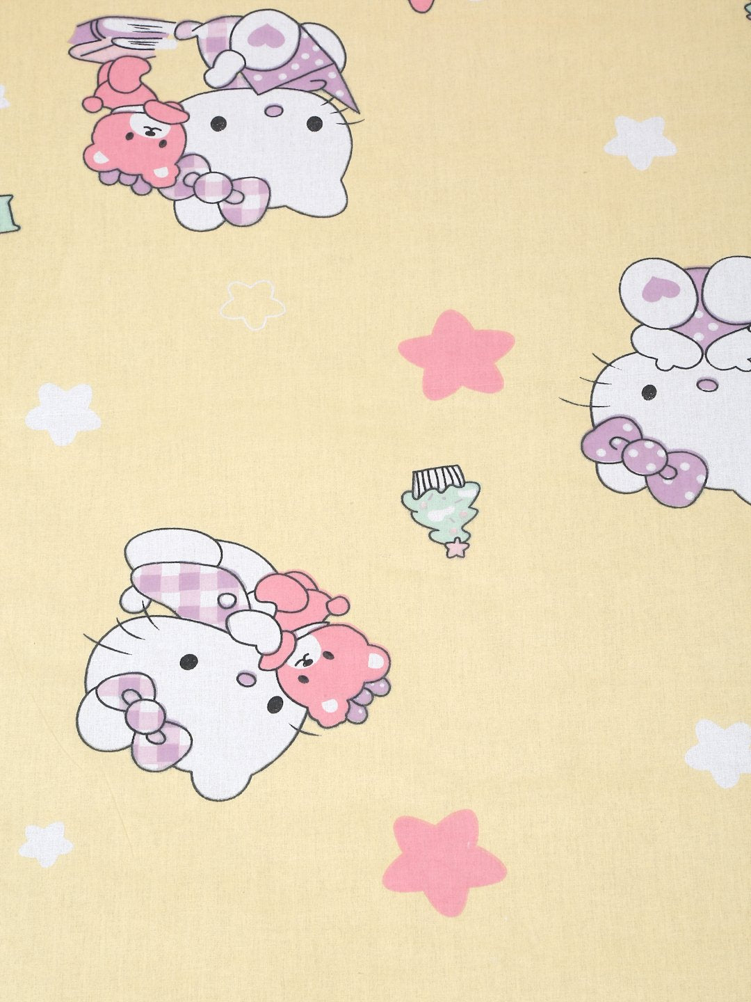 Yellow Cartoon Characters 400 TC Pure Cotton Double Bedsheet with 2 Pillow Covers